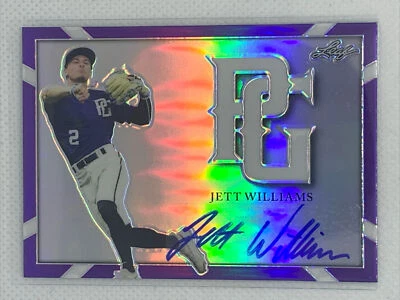 2021 LEAF PERFECT GAME METAL PURPLE REFRACTOR JETT WILLIAMS RC AUTO # 8/10 - Image 1 of 2