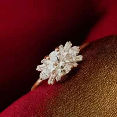 Anillo de compromiso de diamantes IGI 1,40 quilates redondo creado en laboratorio chapado en oro rosa de 18 k Foto 1 de 4