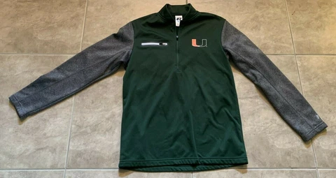 Russell University of Miami Hurricanes 1/4 Zip Green Jacket Adult Men's Size S Cover