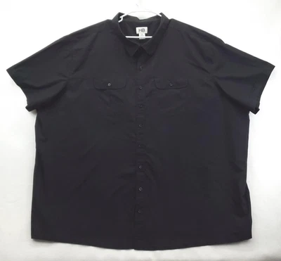 Рубашка мужская HB 6XL черная с коротким рукавом на пуговицах спереди двойной карман хлопковая смесь - Изображение 1 из 4