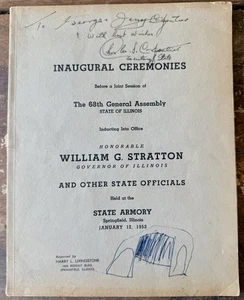 1953 Illinois Governor William G Stratton Official Inaugural Program Book Signed - Picture 1 of 5