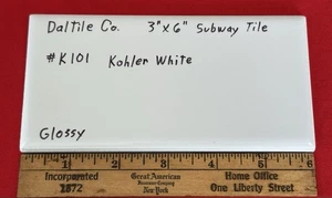 1 Stk. Kohler White von Daltile #K-101: 3" x 6" glänzende Keramikfliese, Neuware - Bild 1 von 12