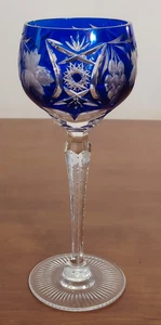 Nachtmann Traube COBALT BLUE aa CUT TO CLEAR Crystal Glass 8" HOCK WINE GOBLET - Picture 1 of 7