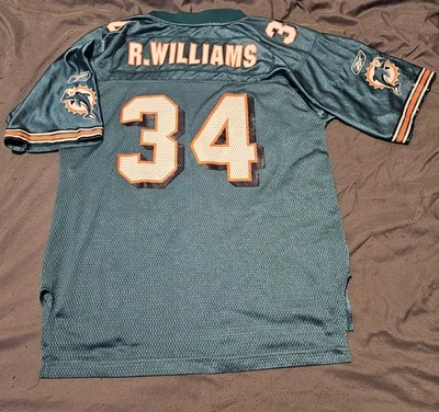 Футболка Рики Уильямса из Aqua Miami Dolphins Reebok для мальчиков большая молодежная НФЛ футбол - Изображение 1 из 4