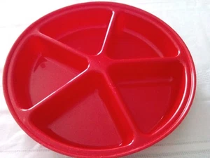 Vintage 5 Compartment Red 1980's Plastic Vegetable/Snack Serving Tray Never Used - Picture 1 of 3