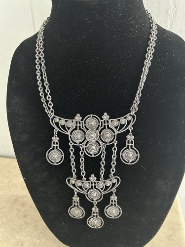 VETEMENTS Collana girocollo dichiarazione doppia catena tono argento