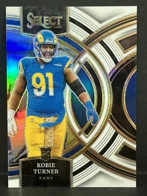 2023 Panini Select Football Rams RC Kobie Turner Premier White Prizm /35 - Image 1 of 4