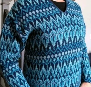 Vintage Jersey Modellierer Island Lammwolle Strickjacke Pullover Schweden Große Größe 12 - Bild 1 von 7
