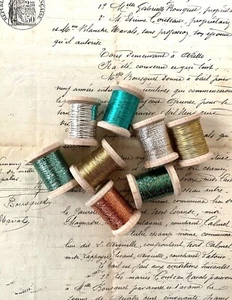 Vintage Antique Green Gold Silver Copper French Metallic Thread Fly Tying - Picture 1 of 3