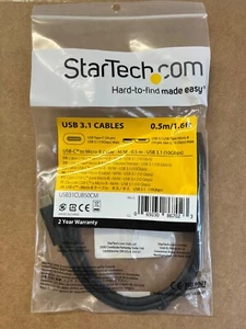 Startech Male USB C to Male Micro USB B USB Cable, USB 3.1, 0.5m USB31CUB50CM - Picture 1 of 1