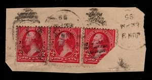 USA #248 gebraucht 2c rosa Washington 3. Juni 1895 BEP Bureau Ausgabe - Dreierstreifen - Bild 1 von 1