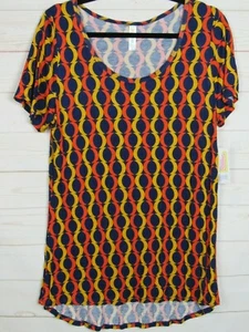 Lularoe Women's Classic T Blue, Orange & Gold Top Size M NWT - Picture 1 of 3