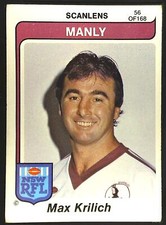 1980 #56 Max Krilich Manly Sea Eagles Scanlens rugby league NRL card