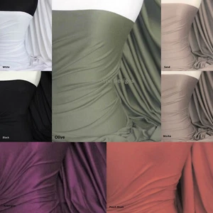 Cotton Elastane Jersey Fabric 4 Way Stretch Dressmaking T-shirt Craft Material - Picture 1 of 8