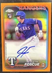 2024 Topps Chrome Justin Foscue Rookie Auto True Orange Refractor /25 RC #RA-JF - Picture 1 of 2