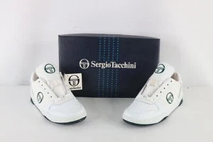 NOS Vintage 90s Sergio Tacchini Mens 7 Spell Out Leather Sneakers Shoes White - Imagen 1 de 12