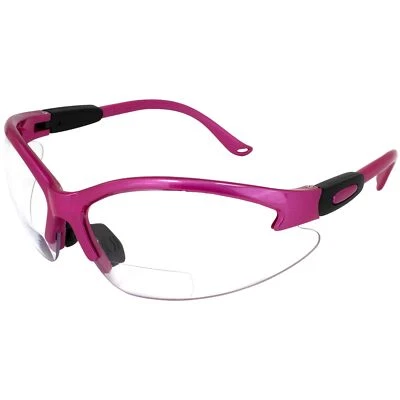 Global Vision Cougar Womens Safety Glasses Hot Pink Frame w/Clear 1.5 Bifocal - Image 1 of 4