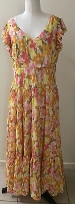 ATMOS&HERE BNWT Maisie  Ruffle ‘Floral Haze’ Maxi Dress Size16-China - image 1 of 4