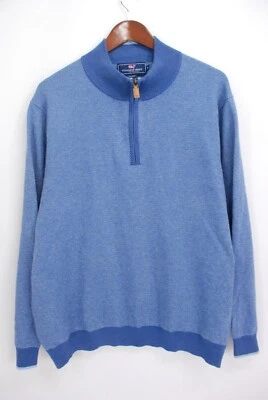 Vineyard Vines 1/4 Zip Blue Cotton Cashmere Sweater Men’s XL - Image 1 of 4