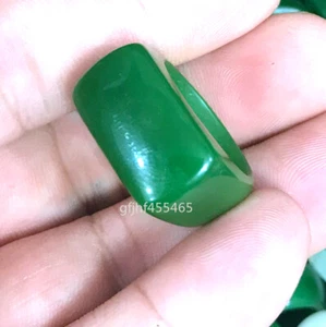 Natürliche Mongolei Mode echte sonnige grüne Jade Herren quadratischer Ring - Bild 1 von 4