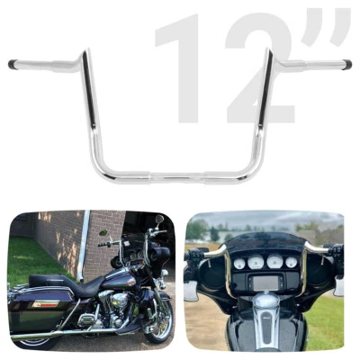 12" Chrome Electra Glide Ape Hanger Handlebar for Harley Street Glide 1996-up - Imagem 1 de 4