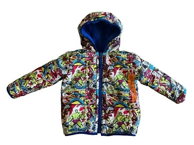 Chaqueta polar acolchada reversible con estampado completo Marvel Avengers talla 2T capucha nueva con etiquetas Foto 1 de 4