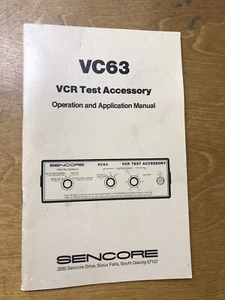 Sencore VC63 Operation & Application Manual. Excellent Condition! - Picture 1 of 1