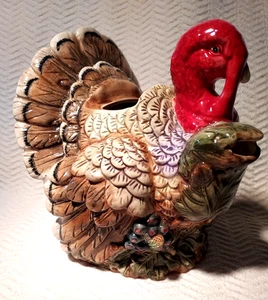 Fitz and Floyd Stil Truthahn Teekanne OHNE DECKEL bunt detailliert Thanksgiving Dekor - Bild 1 von 9