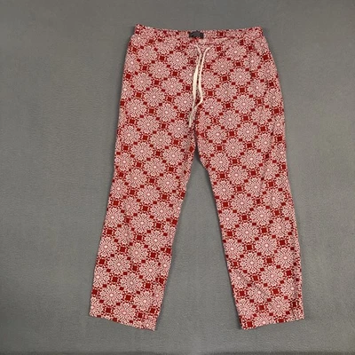 Calça Eddie Bauer Sleepwear Feminina Grande Vermelha Branca Puxar Geométrica Floco de Neve - Imagem 1 de 4