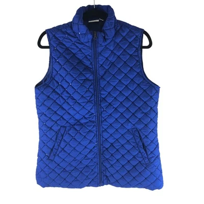 Kim Rogers Mujer Acolchado Chaleco Puffer Estrás Bolsillos Cremallera Completa Azul M Foto 1 de 4