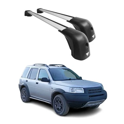 Racks de teto barras transversais para Land Rover Freelander 1996-2006 alumínio 220 lb prata - Imagem 1 de 4