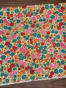 Vintage Mid Century Mod Floral Woven Upholstery Fabric 37x47” Pink Blue Retro - Picture 1 of 5