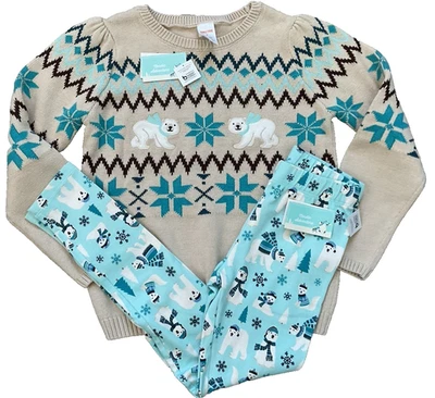 Gymboree Girls 8 Fair Isle Cotton Sweater And Leggings Nordic Adventure NWT - Image 1 of 3