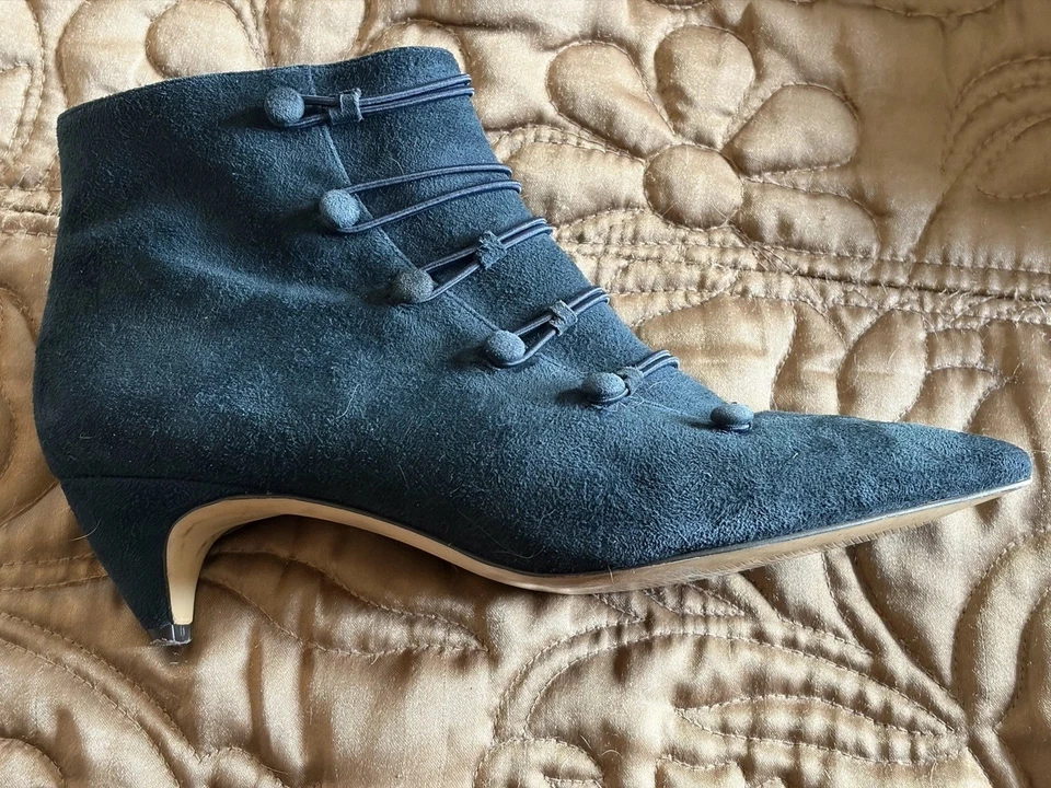 Botines Nine West Azul Marino Corbata en Punta Aspecto “Granny” Cremallera Lateral, 7 M Foto 1 de 4