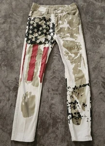 Sevensvee Men's size 30 JEANS White w/Abstract Flag JEANS  - Picture 1 of 7