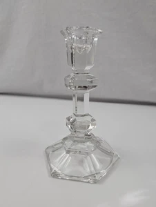 Cut Crystal Hexagon Shape 7 1/2” Candle Holder, Heavy Weighted Base - Picture 1 of 4