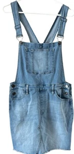 Kancan Women’s Denim Raw Hem Overall Skirt Size Large - Picture 1 of 15