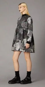 Vestido Black Friday Dangerfield Talla M Gótico Gárgola Manga Larga Cuello Alto Vellón - Imagen 1 de 13