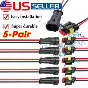 5 Sets Auto Wasserdicht Elektrisch Draht Kabel Stecker Stecker Buchse 2 Pin Weg Stecker - Bild 1 von 13