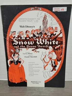 Álbum de recuerdo de partituras vintage 1938 "Blancanieves y los siete enanitos" Foto 1 de 4