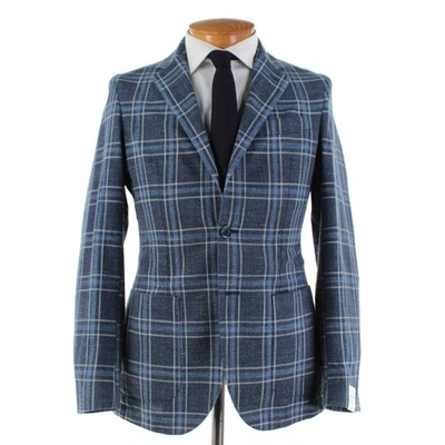 L.B.M. Abrigo deportivo de algodón 1911 nuevo con etiquetas talla 46R (~36R EE. UU.) a cuadros azules Foto 1 de 4