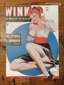 Vintage 1940s Wink Magazine Cover Only Pinup Girls Peter Driben Artwork - Picture 1 of 2