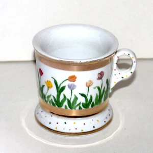 Antique Mug Wehinger porcelain Czechoslovakia gold tulips spots hand painted - Picture 1 of 10