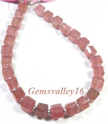 Naturale Fragola Quarzo Rosa Gemme Sfaccettato Cubo Perline 5.5-6.5m 8 " Filo - Immagine 1 di 4