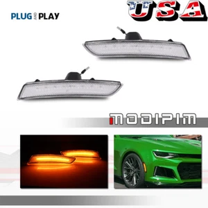 For Chevrolet Camaro 2016-2023 Clear Lens Amber LED Front Side Marker Lights Kit - Picture 1 of 14