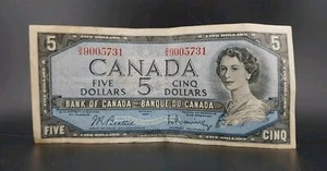 1954 Canada $5 Cinq Five Dollars Banknote GX 9005731 Good Circulated Condition - Picture 1 of 21