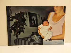 VINTAGE FOUND PHOTOGRAPH COLOR ART OLD PHOTO MOM HOLD NEWBORN BABY LOT OF HAIR - Picture 1 of 4
