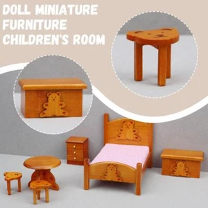 Odoria Bedroom Furniture Miniature Miniature doll bear set' bed V7L7 - Photo 1/14