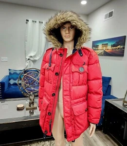 Polo Ralph Lauren $798 LG Fur Hooded Duck Down Parka Outdoor Red Jacket Coat - Picture 1 of 23