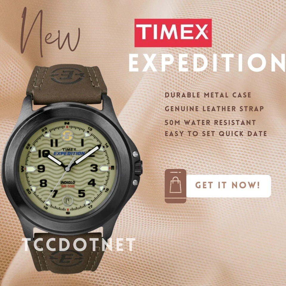 Мужские часы Timex T47012 Expedition Metal Field коричневый кожаный ремешок новые с чехлом - Изображение 1 из 4